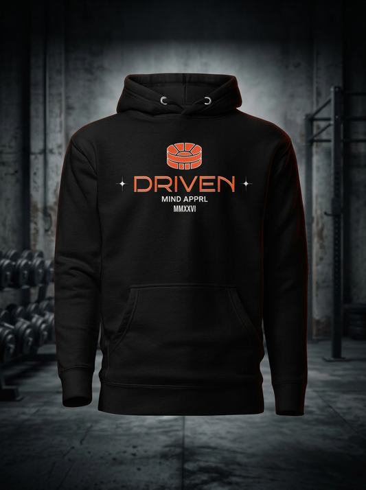Arena Issue Hoodie — black pullover hoodie, dark warehouse gym product shot